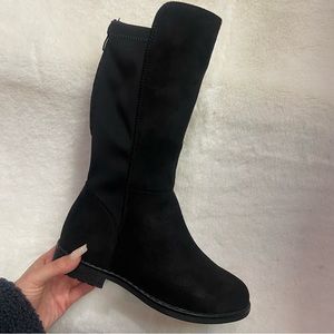 Kids Black Suede Tall Boots